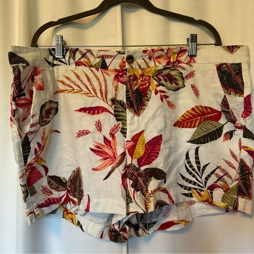 Old Navy Shorts Womens 18 Multicolor Floral Linen Blend Everyday Short Preppy